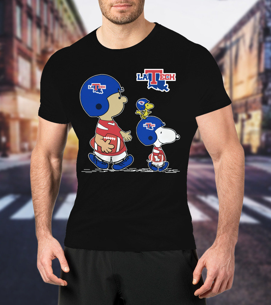 La Tech Football Peanuts Characters Snoopy Woodstock T-Shirt