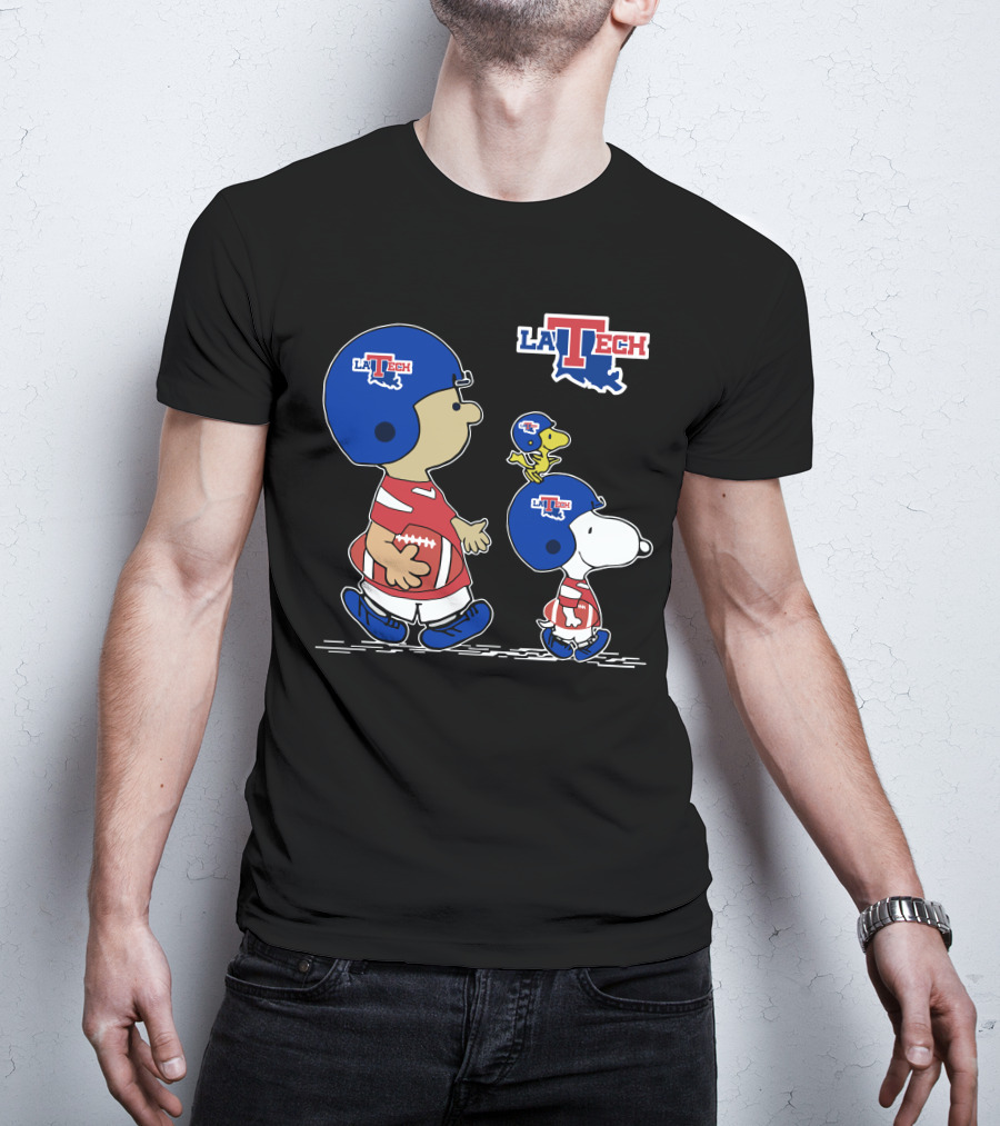 La Tech Football Peanuts Characters Snoopy Woodstock T-Shirt
