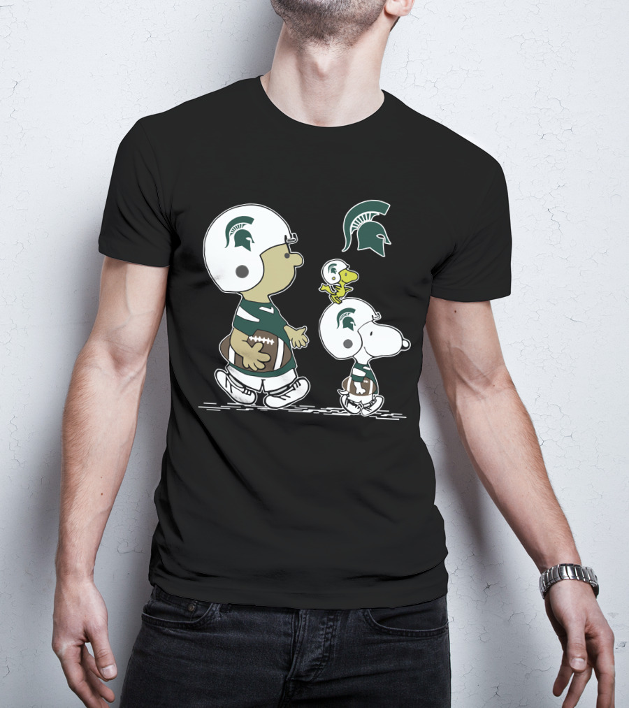 Michigan Spartans Snoopy Woodstock Football Helmet Logo Peanuts T-Shirt