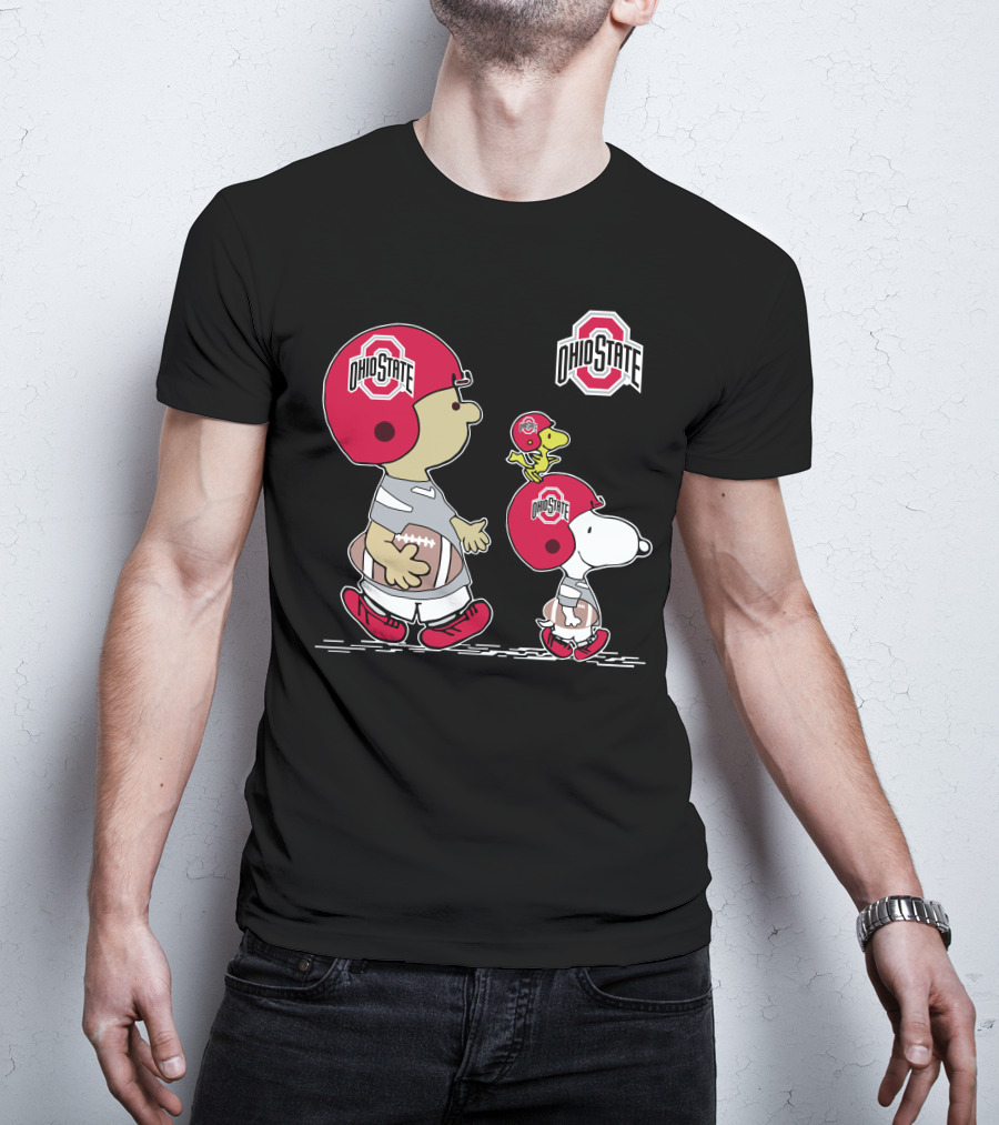 Ohio State Peanuts Snoopy Woodstock Football Team Helmets T-Shirt