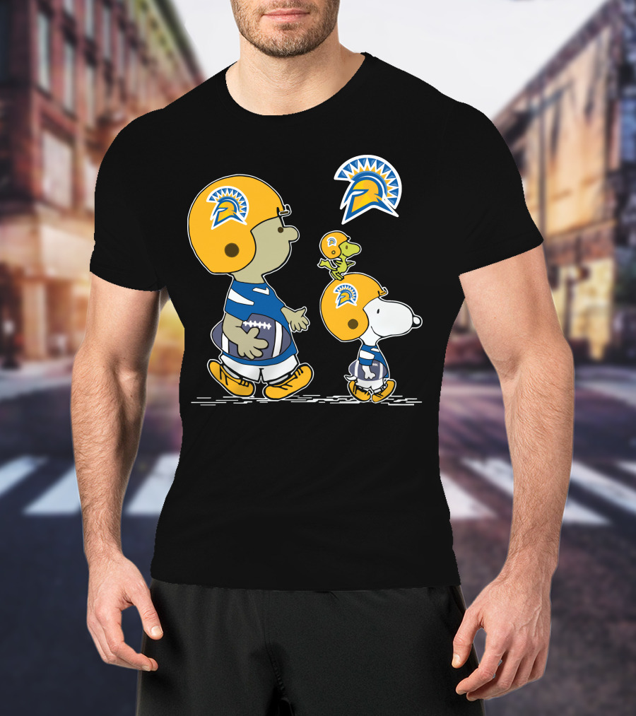 San Jose State Spartans Snoopy And Woodstock Football Helmet T-Shirt