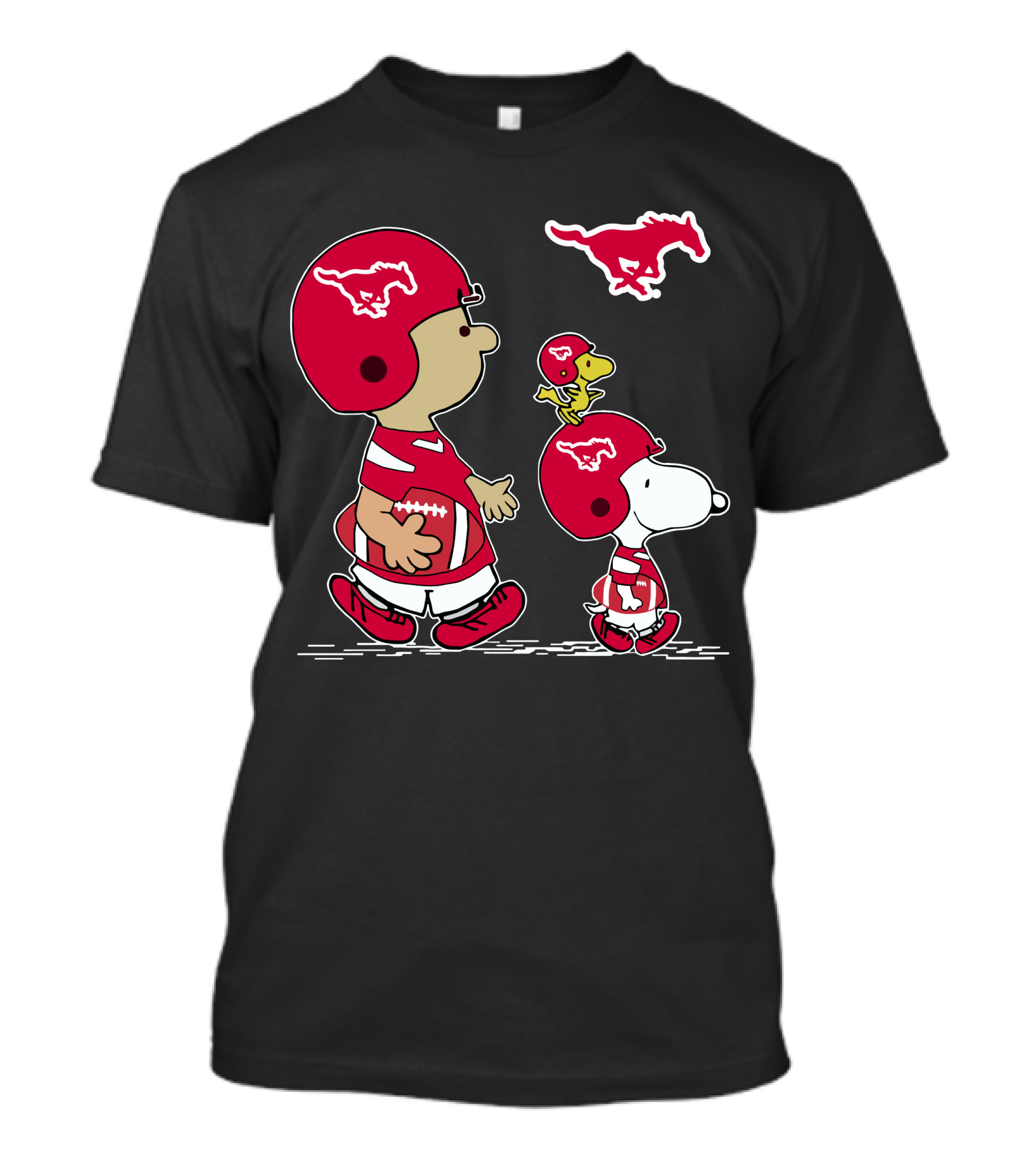 SMU Mustangs Snoopy Peanuts Football Team Spirit T-Shirt