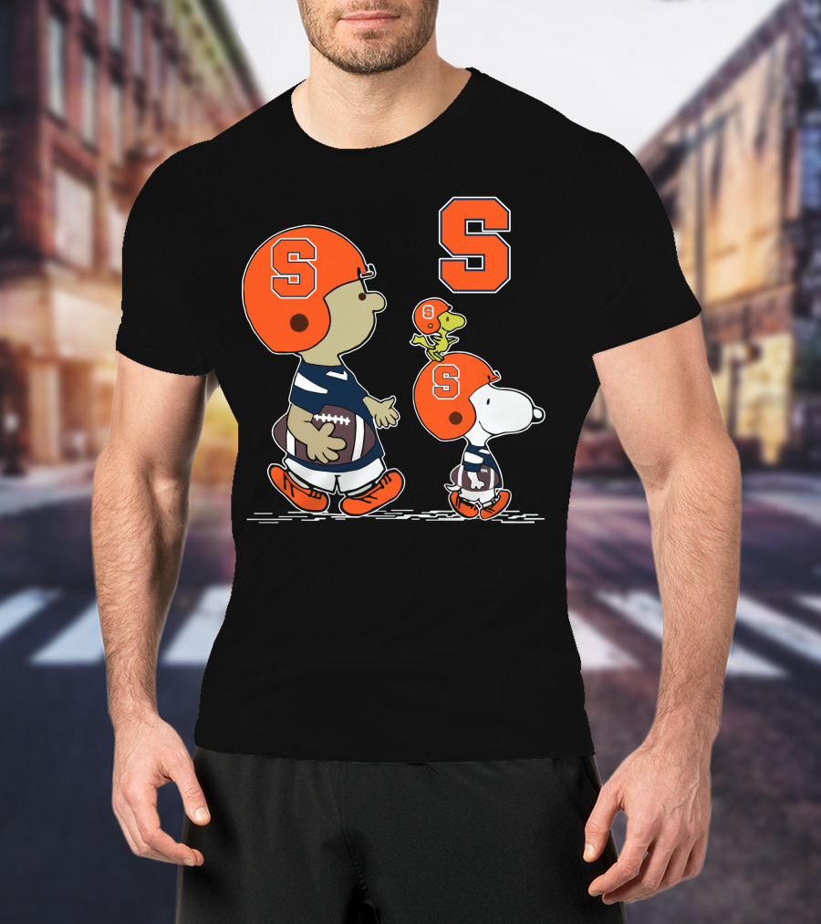 Syracuse Orange Peanuts Snoopy And Woodstock Football Team T-Shirt