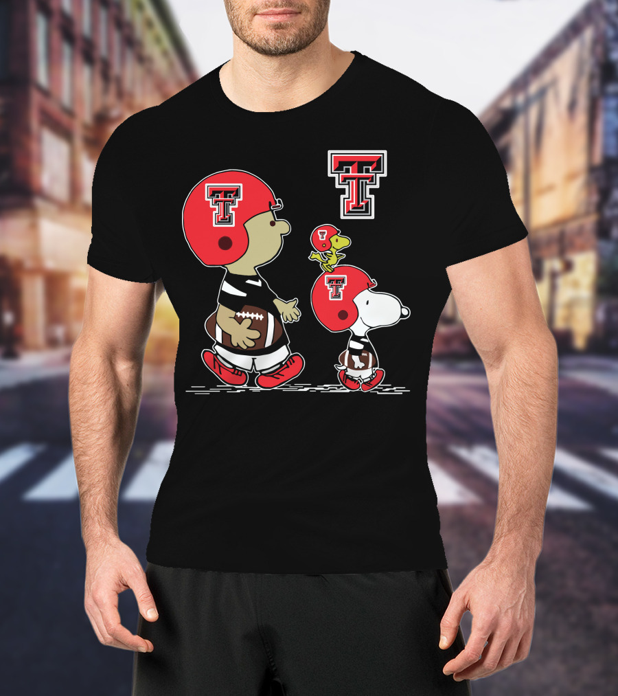 Texas Tech Snoopy Football Peanuts Characters Red Raiders T-Shirt