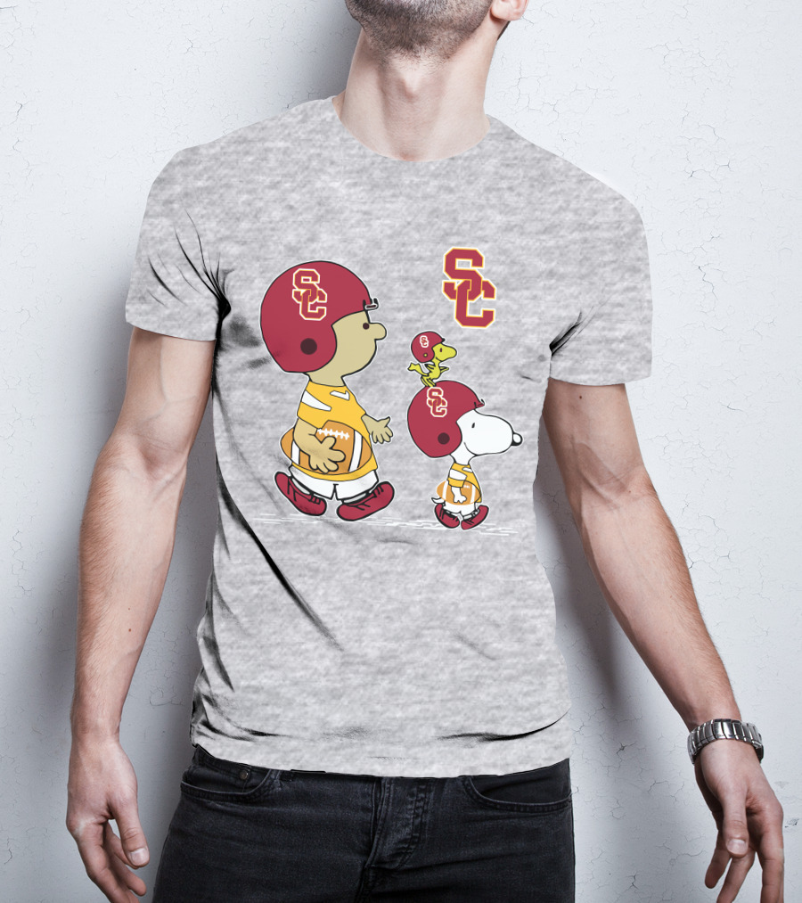 USC Trojans Snoopy Charlie Brown Woodstock Football Helmets T-Shirt