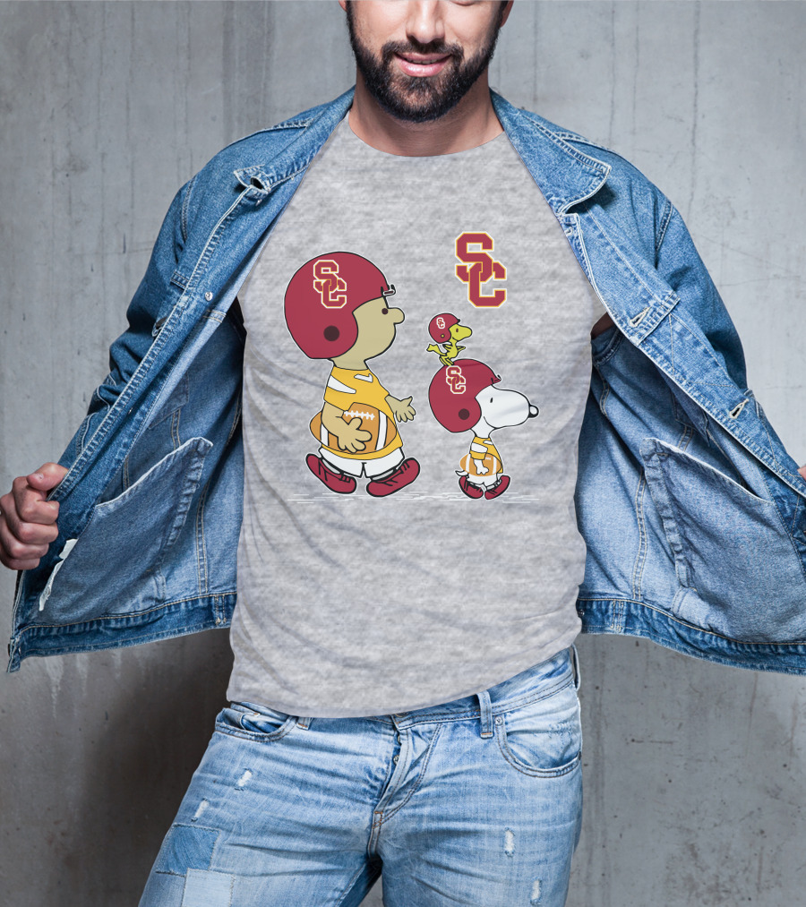 USC Trojans Snoopy Charlie Brown Woodstock Football Helmets T-Shirt