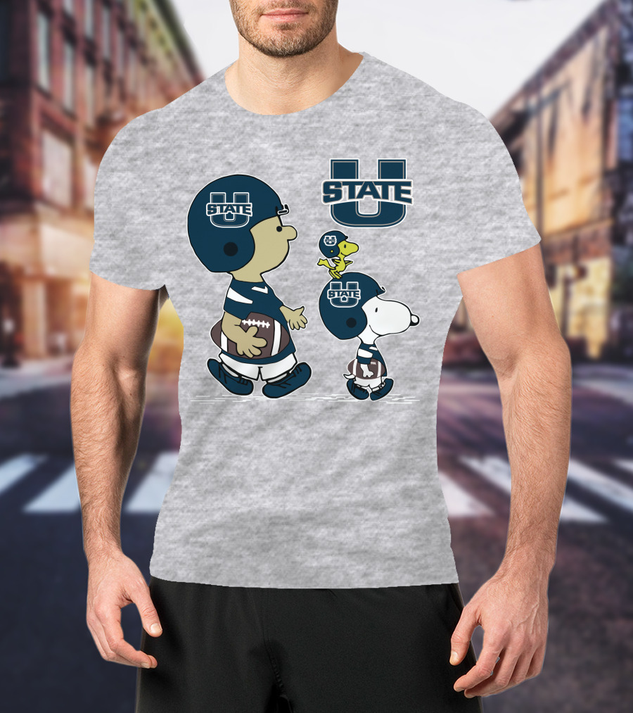 Utah State Football Snoopy And Woodstock Peanuts Characters T-Shirt