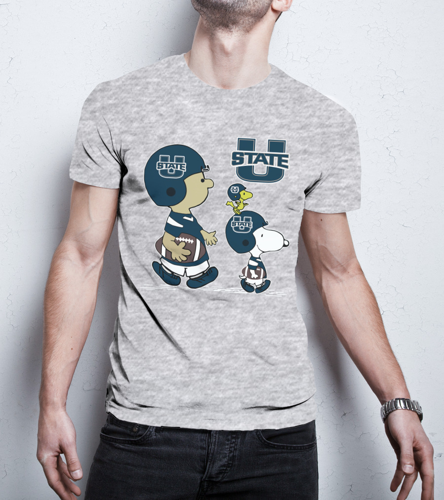 Utah State Football Snoopy And Woodstock Peanuts Characters T-Shirt