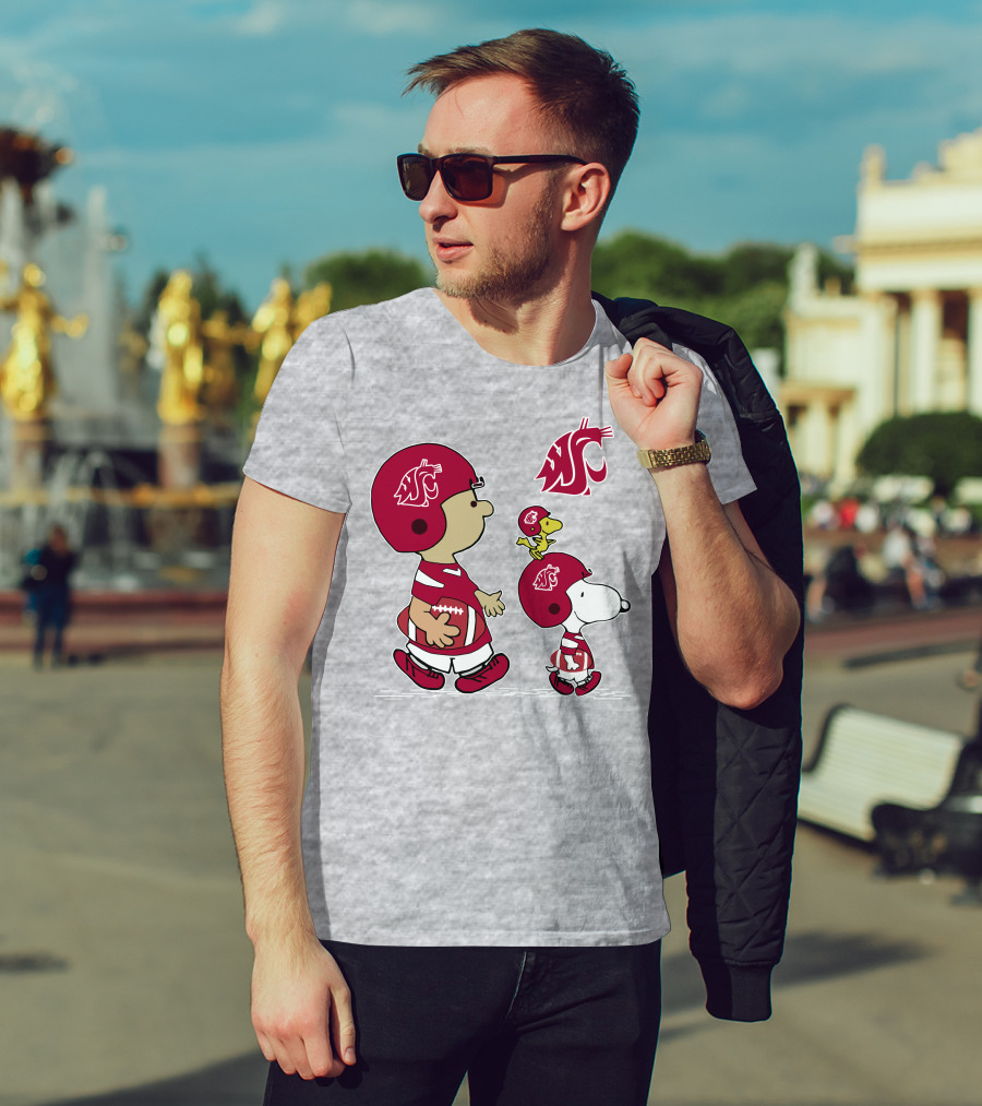 Washington State Cougars Snoopy Football Peanuts T-Shirt