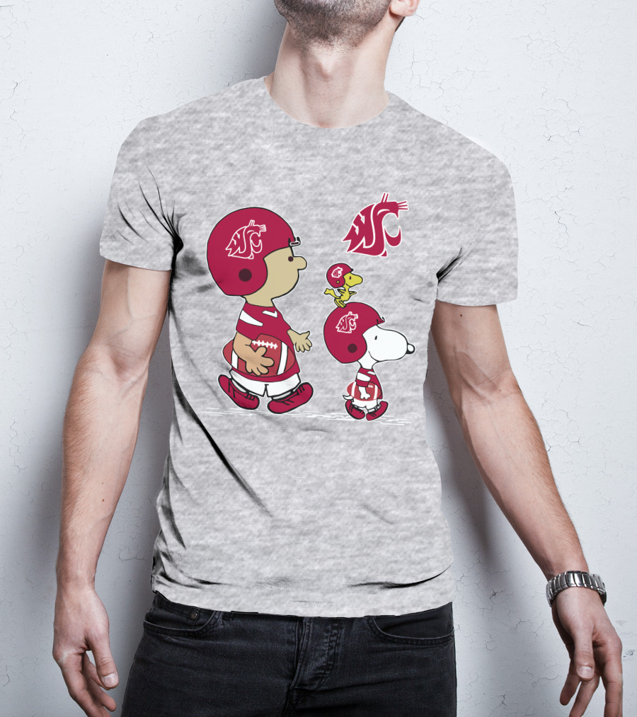 Washington State Cougars Snoopy Football Peanuts T-Shirt