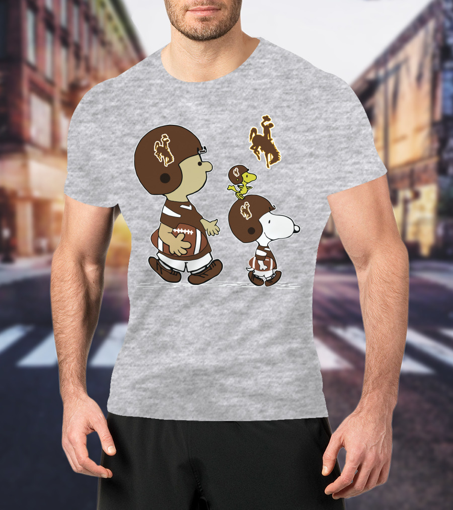 Wyoming Cowboys Peanuts Characters Football T-Shirt