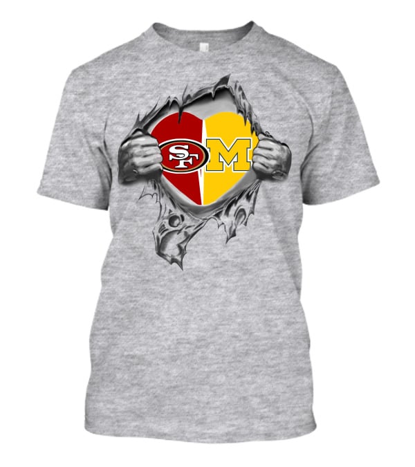 49Ers SF Michigan Wolverines Heart T-Shirt
