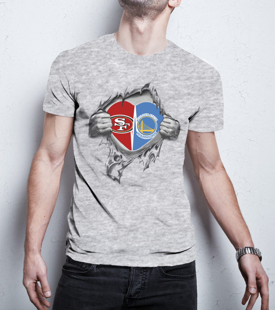 SF 49ers Golden State Warriors Heart Logo With Hands T-Shirt