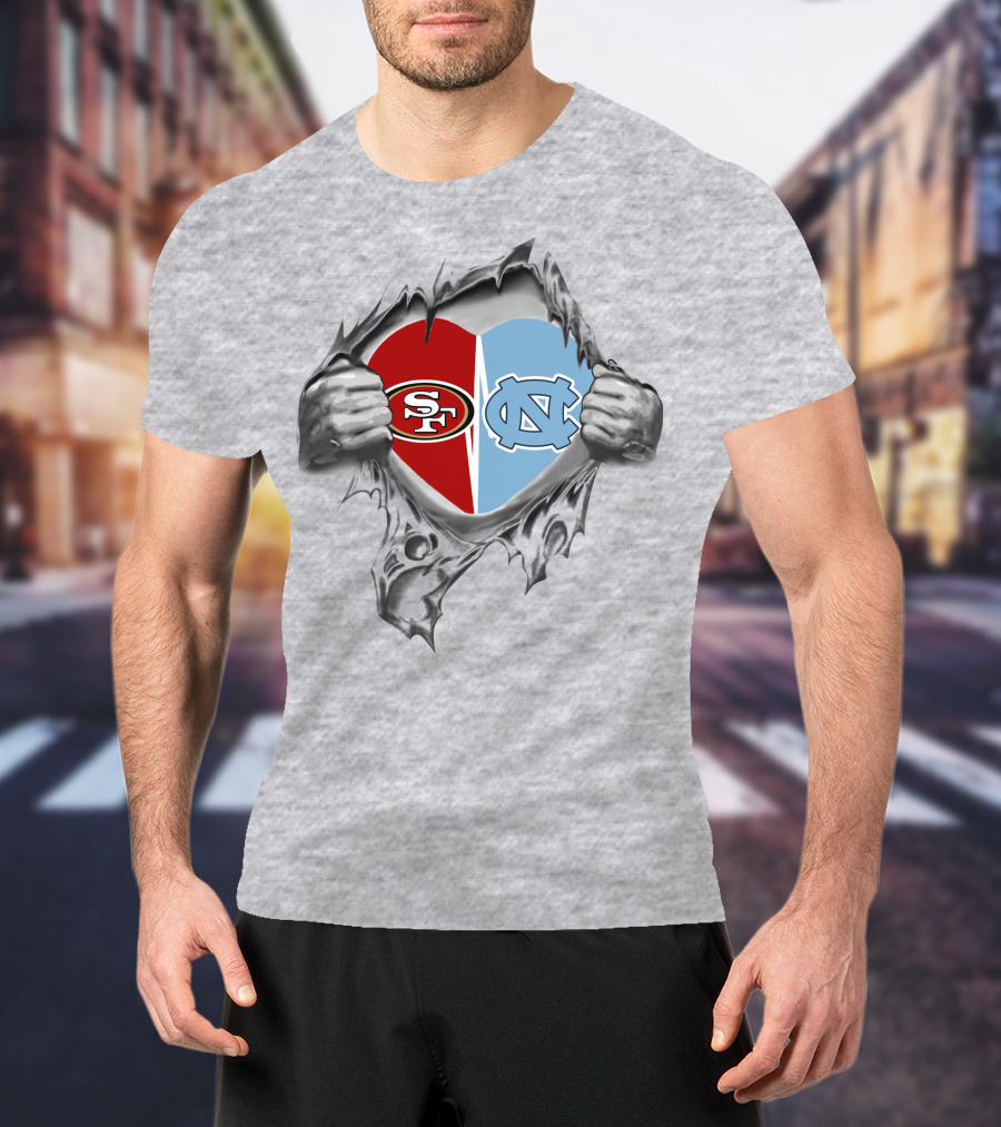 49Ers SF And UNC Tar Heels It's In My Heart T-Shirt