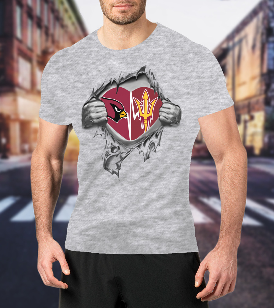 Cardinals Sun Devils Heart Logo Burst T-Shirt