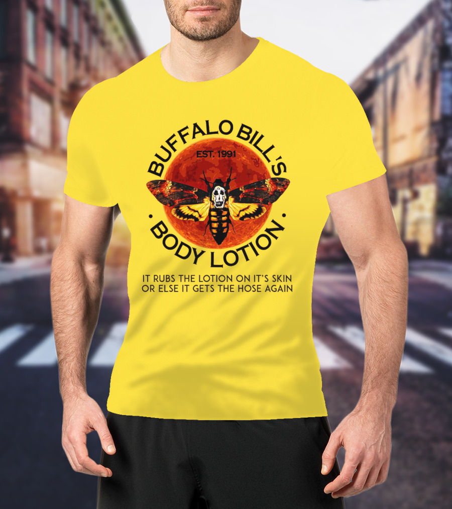 Buffalo Bill's Body Lotion Funny Halloween Horror Moth Skull Vintage 1991 T-Shirt