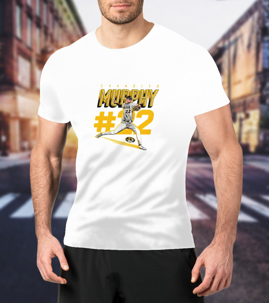 Chandler Murphy Missouri NCAA Baseball #22 Player Action T-Shirt