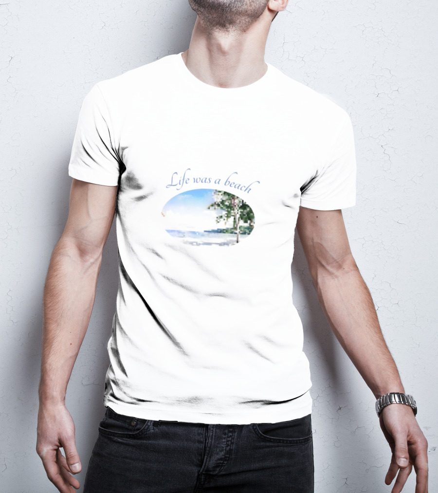 Life Was A Beach Ocean Night Palm Tree Scene T-Shirt