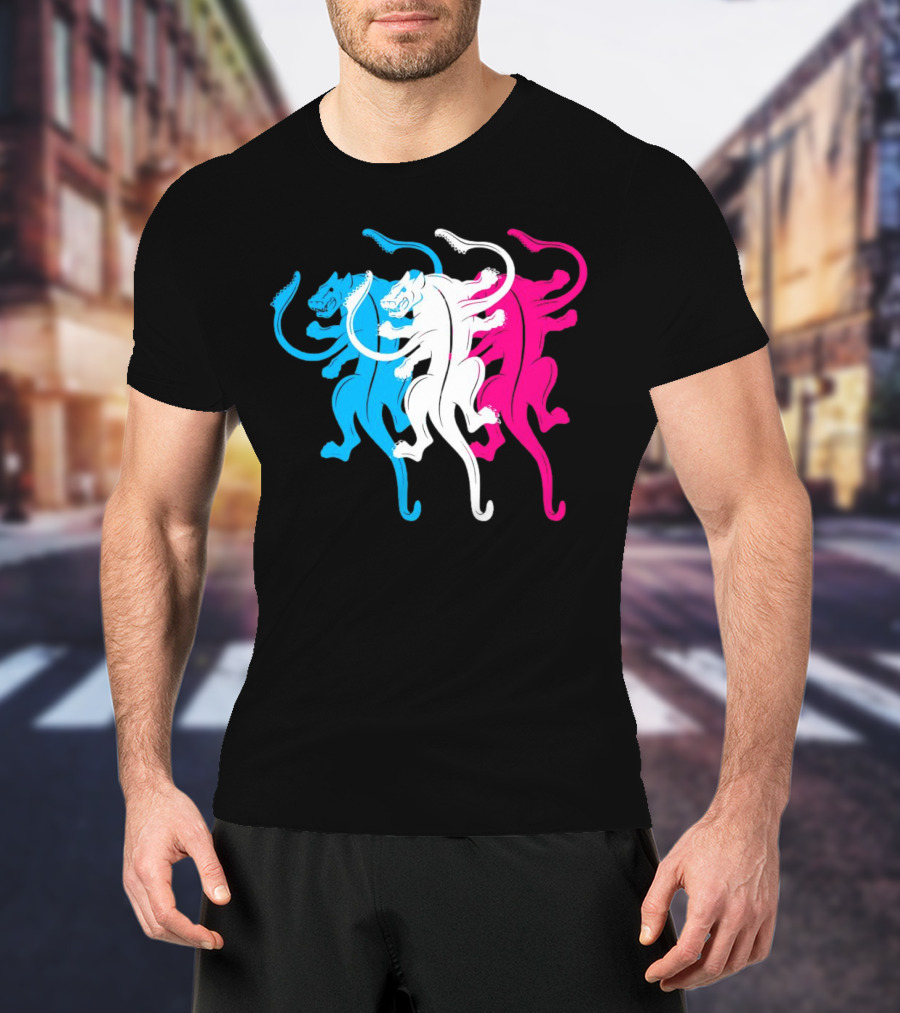 Displaced Blue White Red Panther Trio T-Shirt