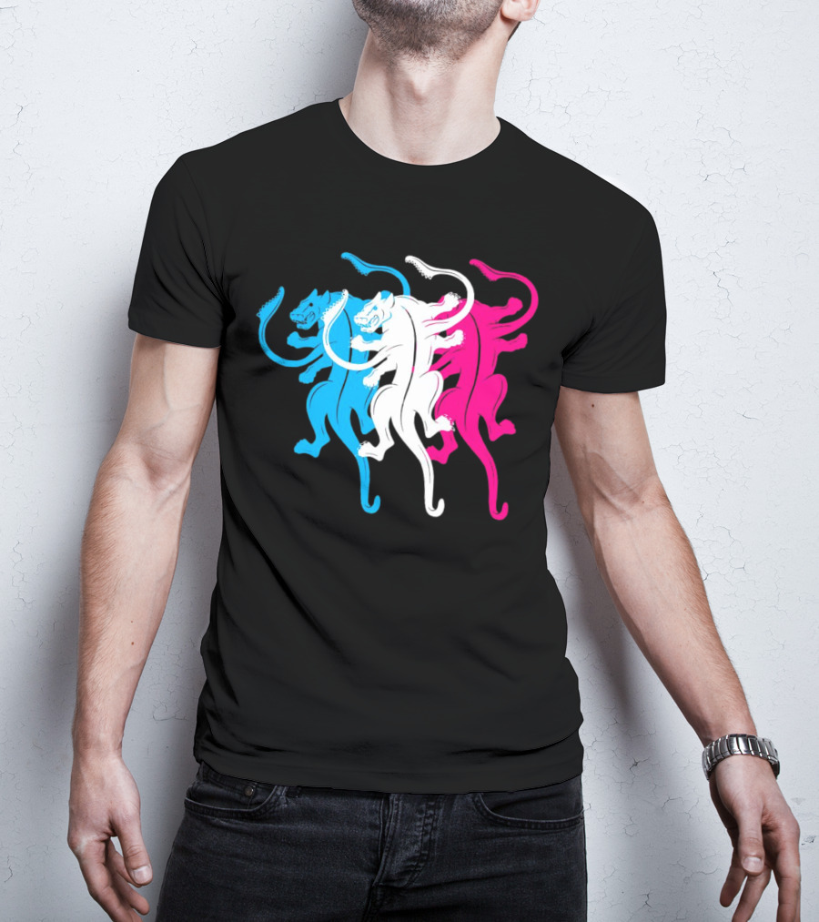 Displaced Blue White Red Panther Trio T-Shirt
