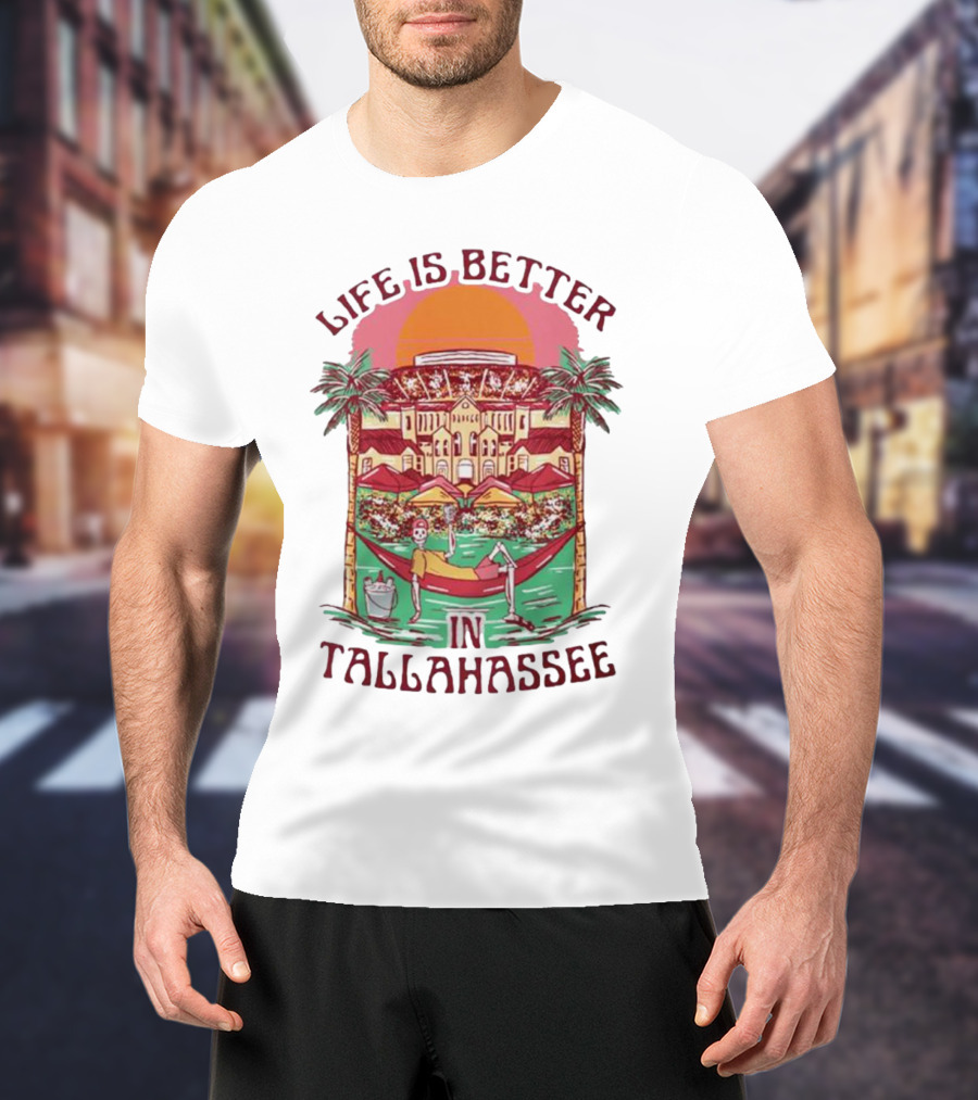 Life Is Better In Tallahassee Skeleton Hammock Scene T-Shirt