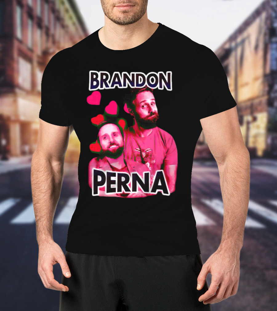Brandon Perna Heart Icons Red Shirt Pose T-Shirt