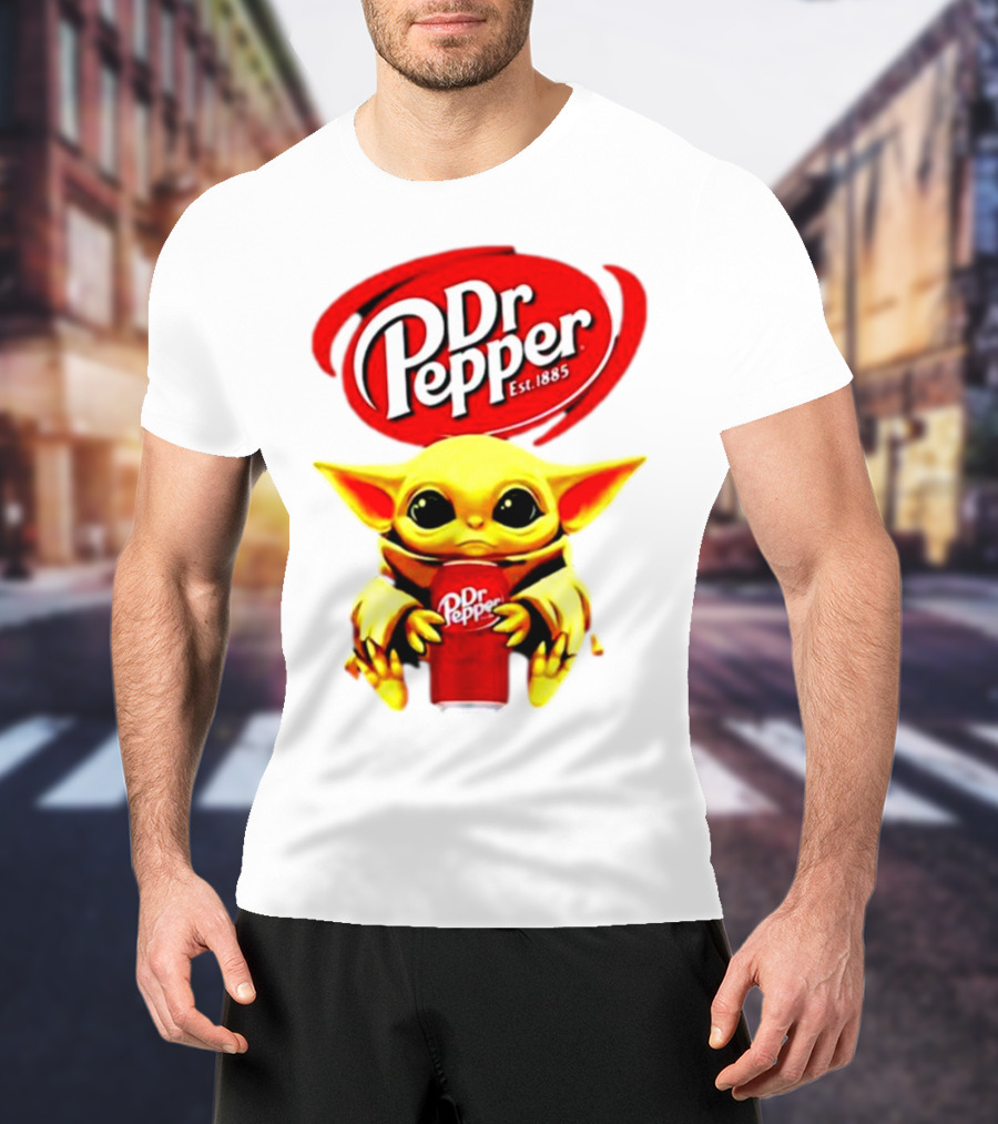Dr Pepper Baby Yoda Holding Soda Can T-Shirt