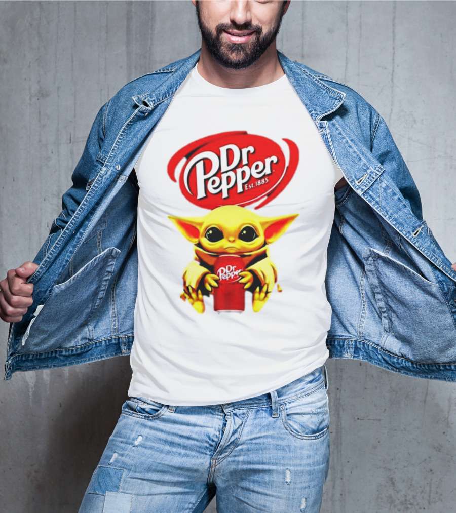 Dr Pepper Baby Yoda Holding Soda Can T-Shirt