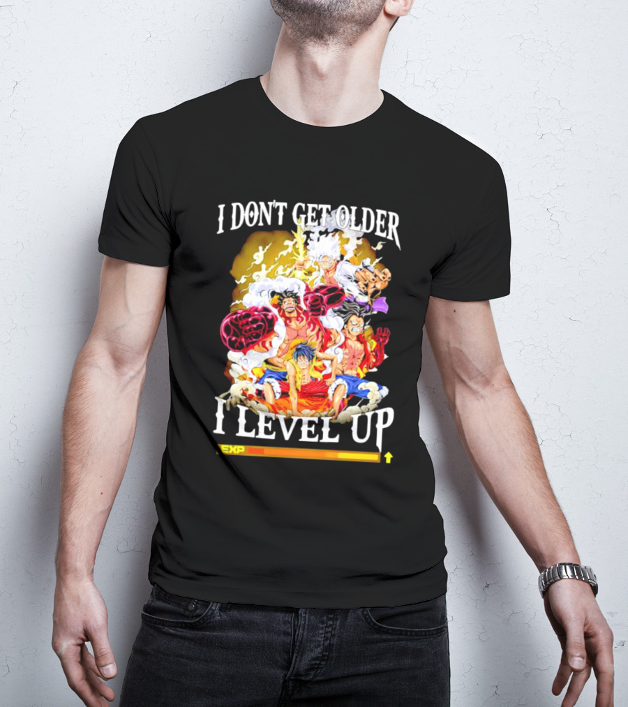 I Don't Get Older I Level Up EXP One Piece Characters T-Shirt