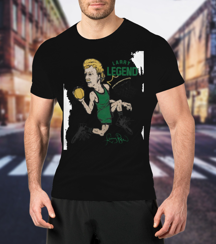 Dave Portnoy Wearing Larry Legend Basketball Art With Larry Bird Signature T-Shirt