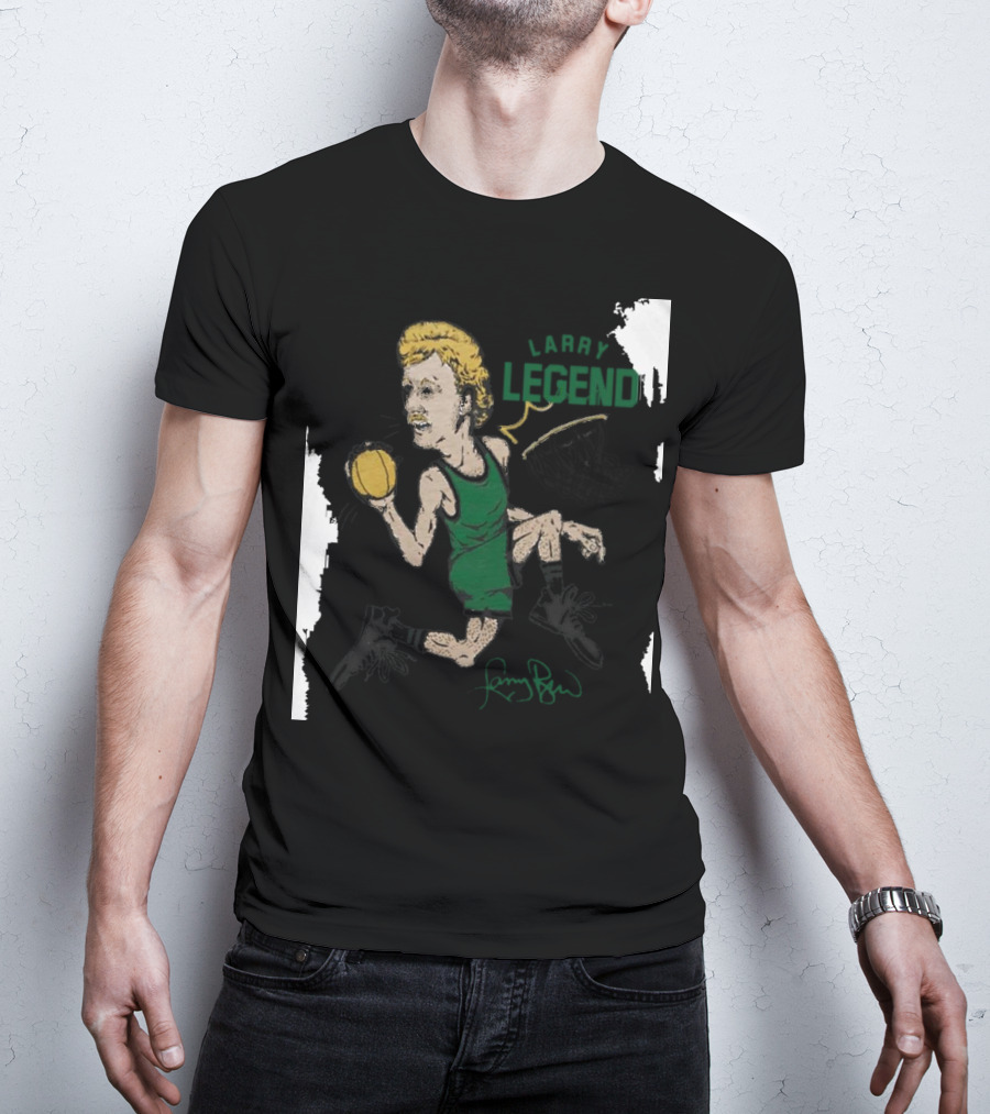 Dave Portnoy Wearing Larry Legend Basketball Art With Larry Bird Signature T-Shirt