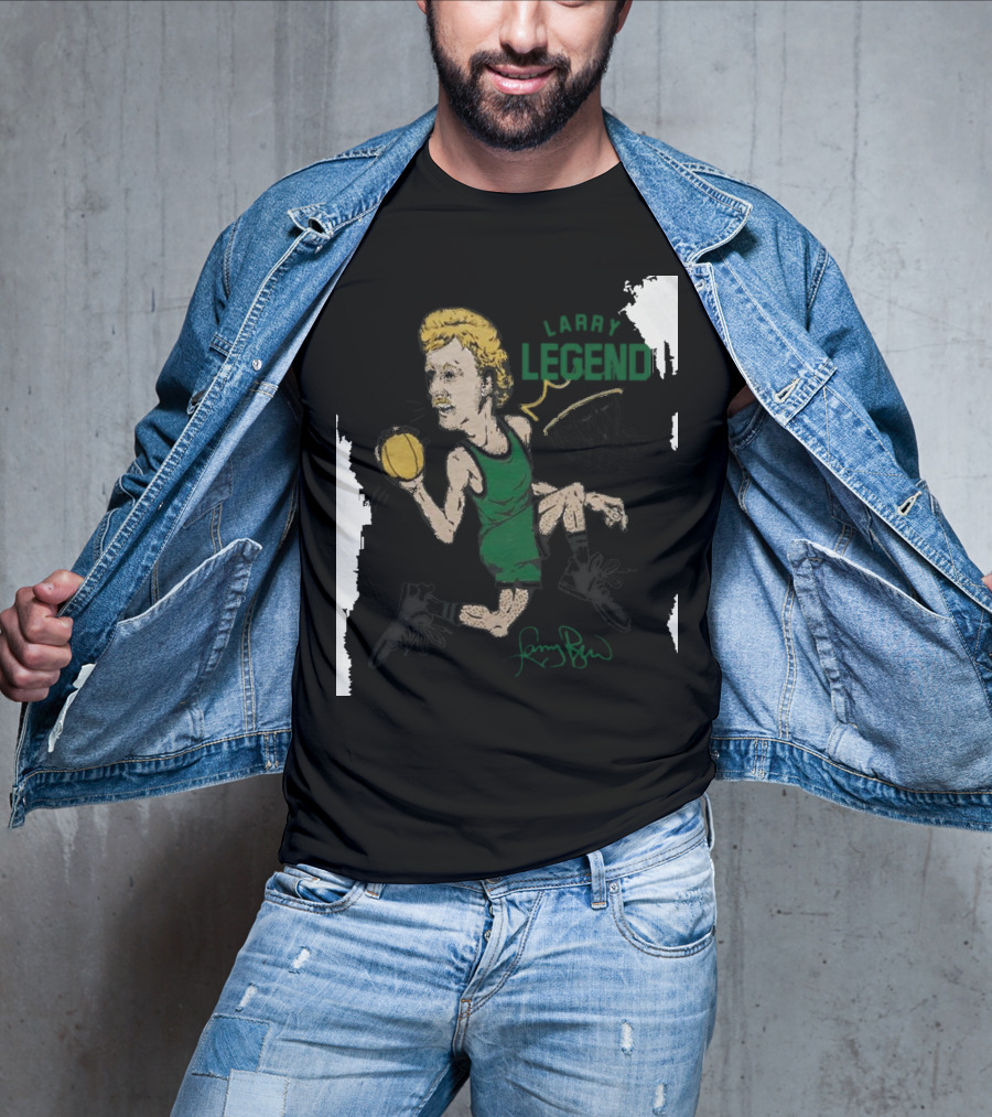 Dave Portnoy Wearing Larry Legend Basketball Art With Larry Bird Signature T-Shirt