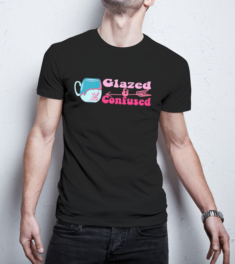 Glazed And Confused Mug With Pink And Blue Arrow T-Shirt