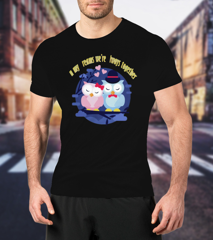 In My Dreams We're Always Together Owls With Hearts And Hats On Branch T-Shirt