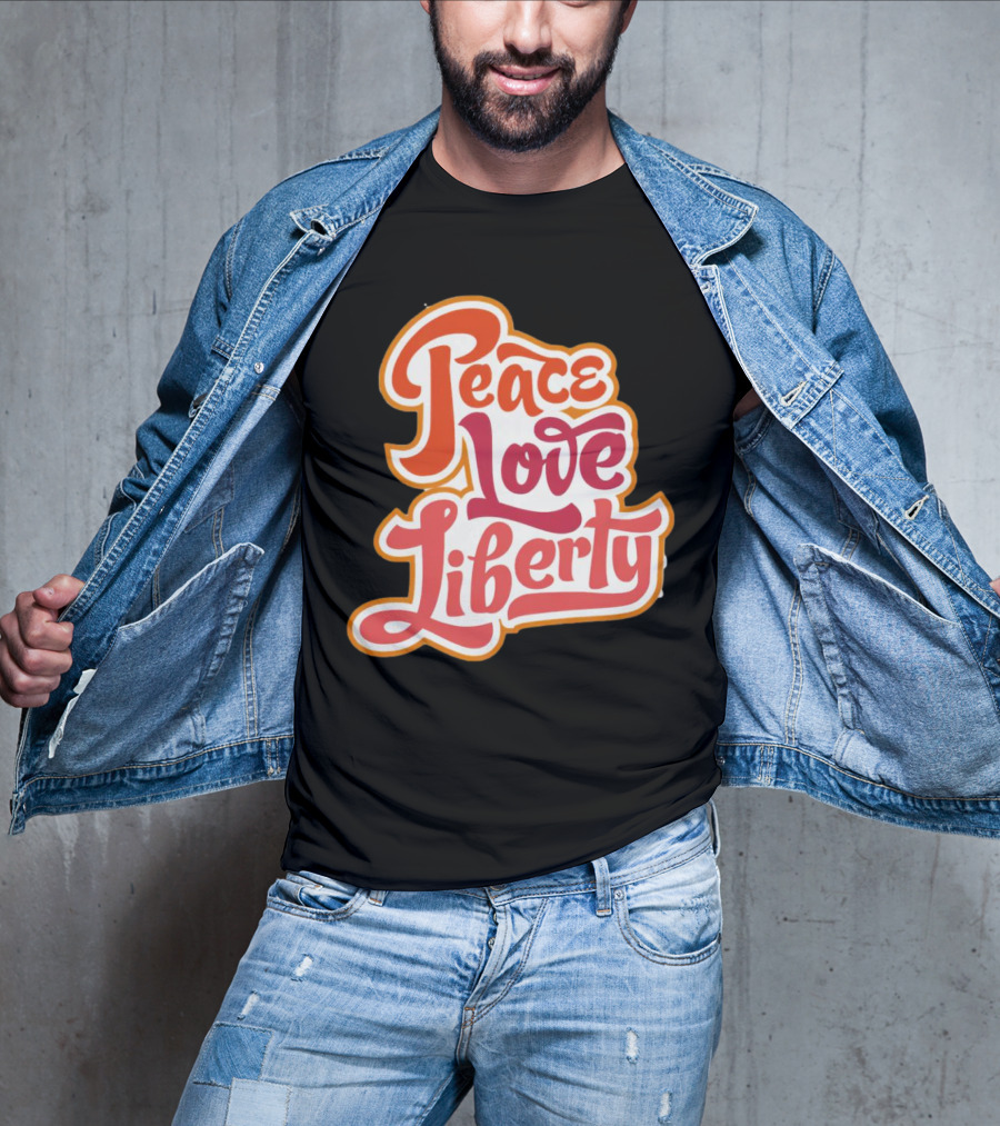 Peace Love Liberty Vintage Groovy Typography T-Shirt