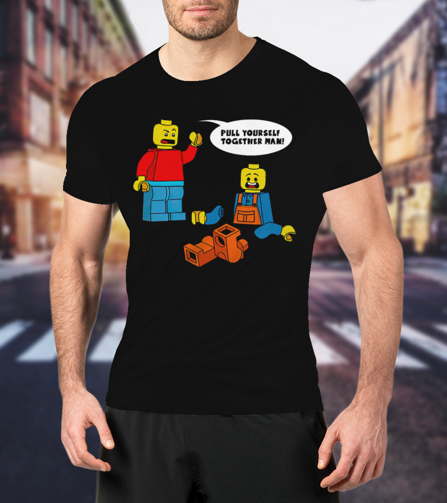 LEGO Figures Pull Yourself Together Man Speech Bubble Playful Scene T-Shirt