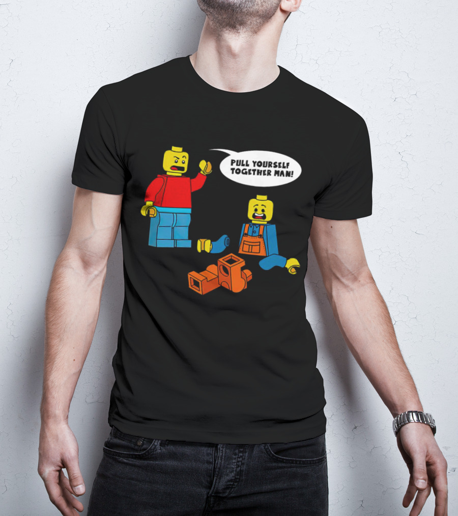 LEGO Figures Pull Yourself Together Man Speech Bubble Playful Scene T-Shirt