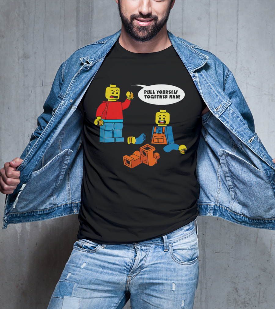 LEGO Figures Pull Yourself Together Man Speech Bubble Playful Scene T-Shirt