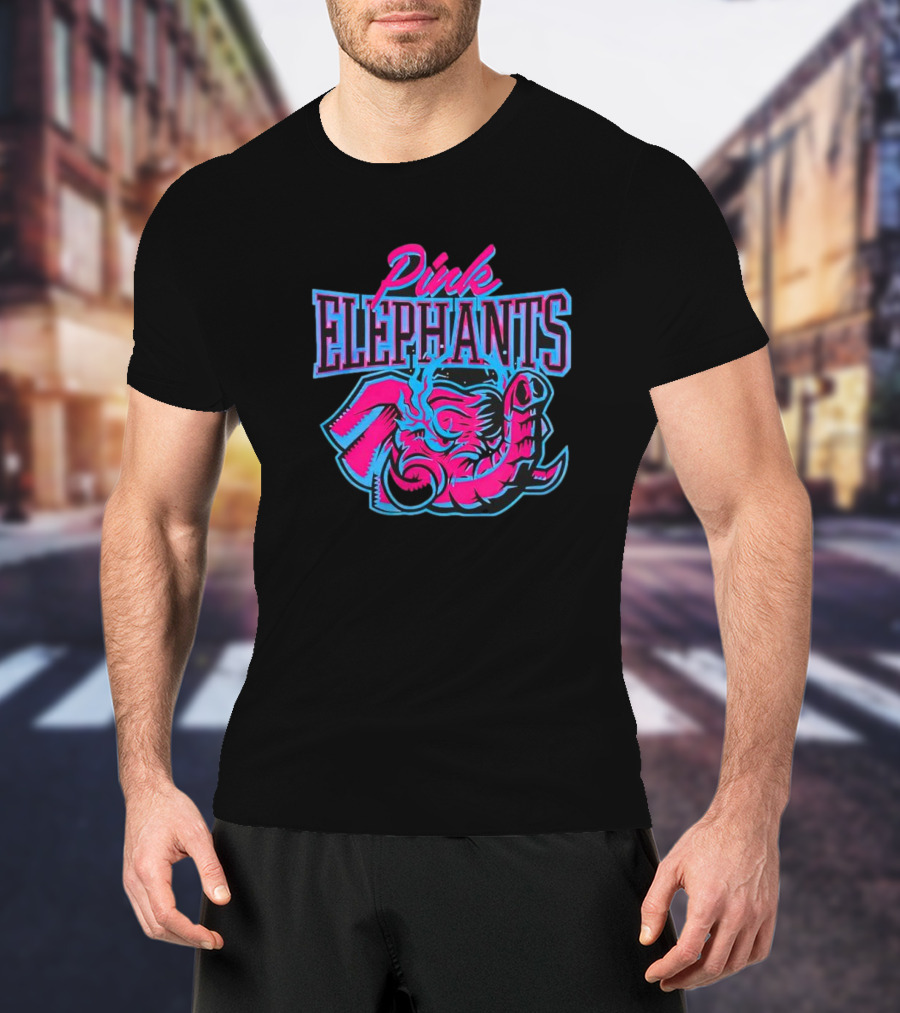 Pink Elephants Neon Retro T-Shirt