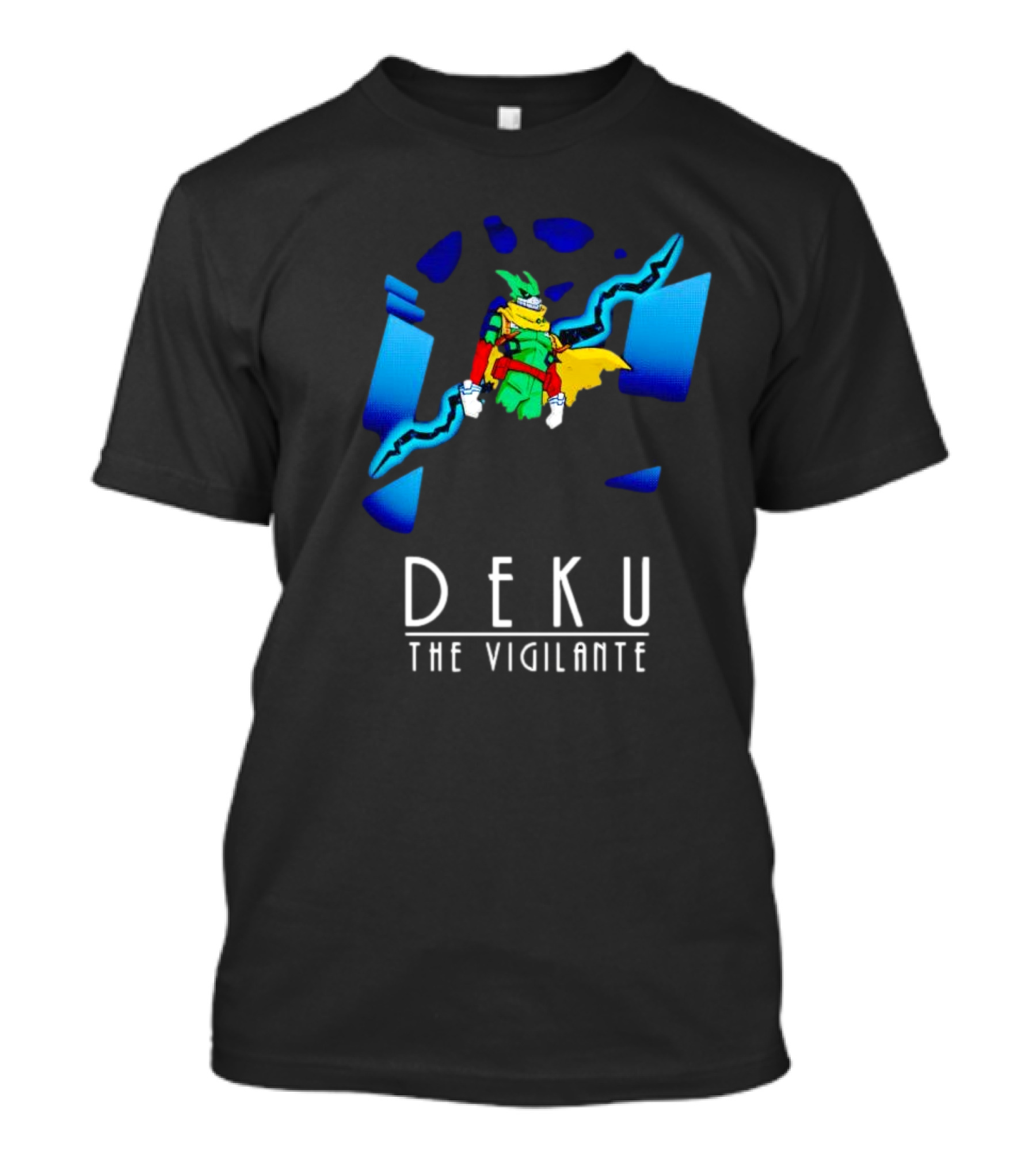 Deku The Vigilante Colorful Hero And Blue Electric Lightning Burst T-Shirt