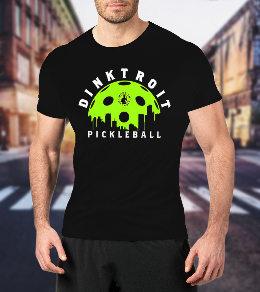Dinktroit Pickleball Made In Detroit Skyline Ball T-Shirt