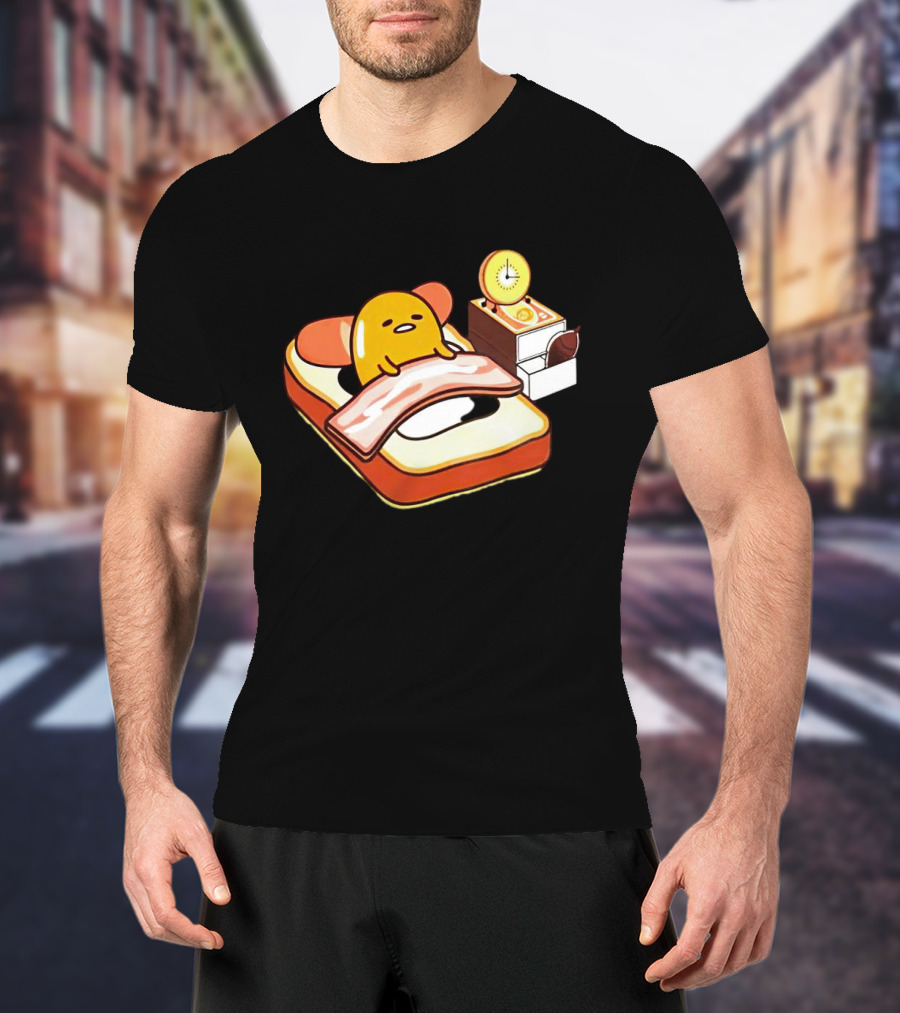 Gudetama Breakfast In Bed With Toast And Bacon T-Shirt