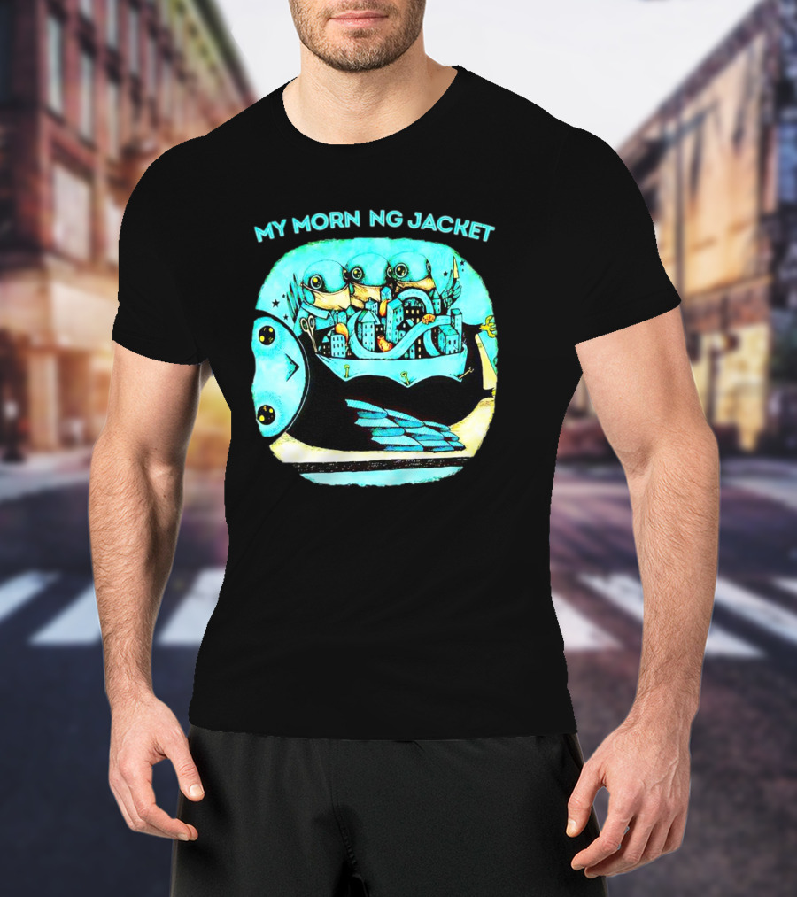 MY MORN NG JACKET Surreal Dream Cityscape Owl Figure T-Shirt