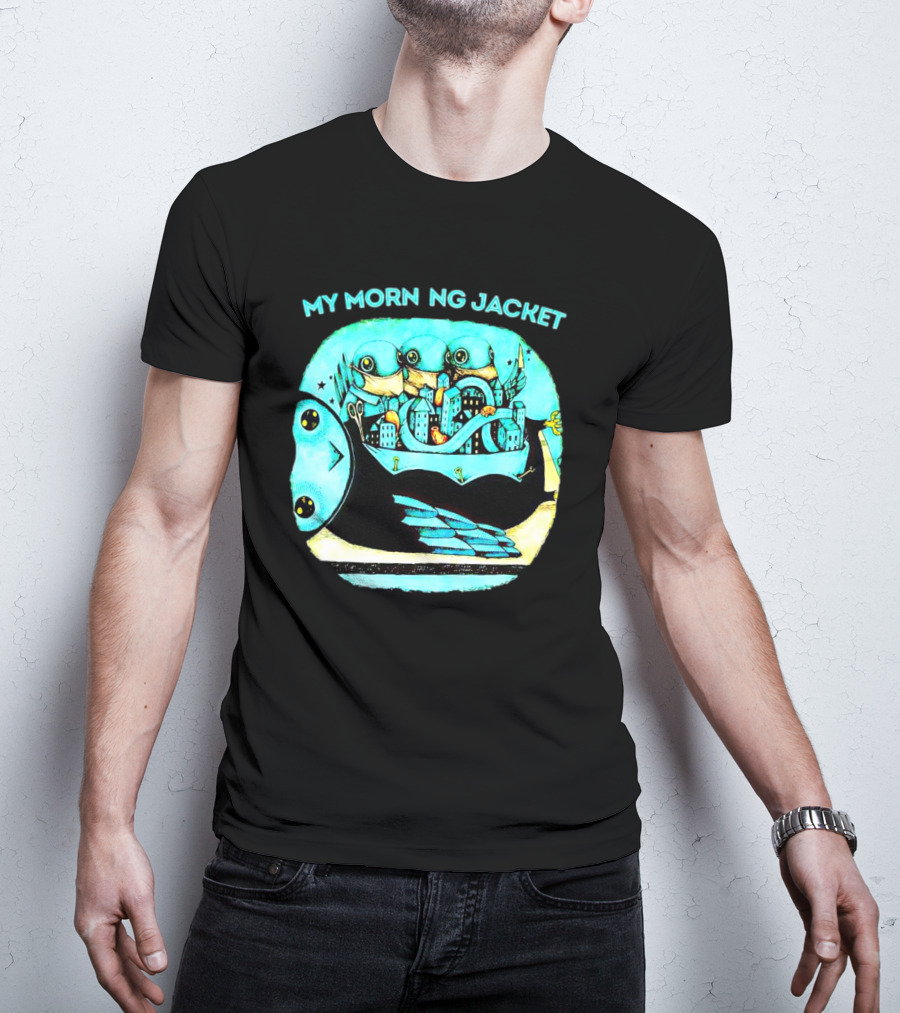 MY MORN NG JACKET Surreal Dream Cityscape Owl Figure T-Shirt