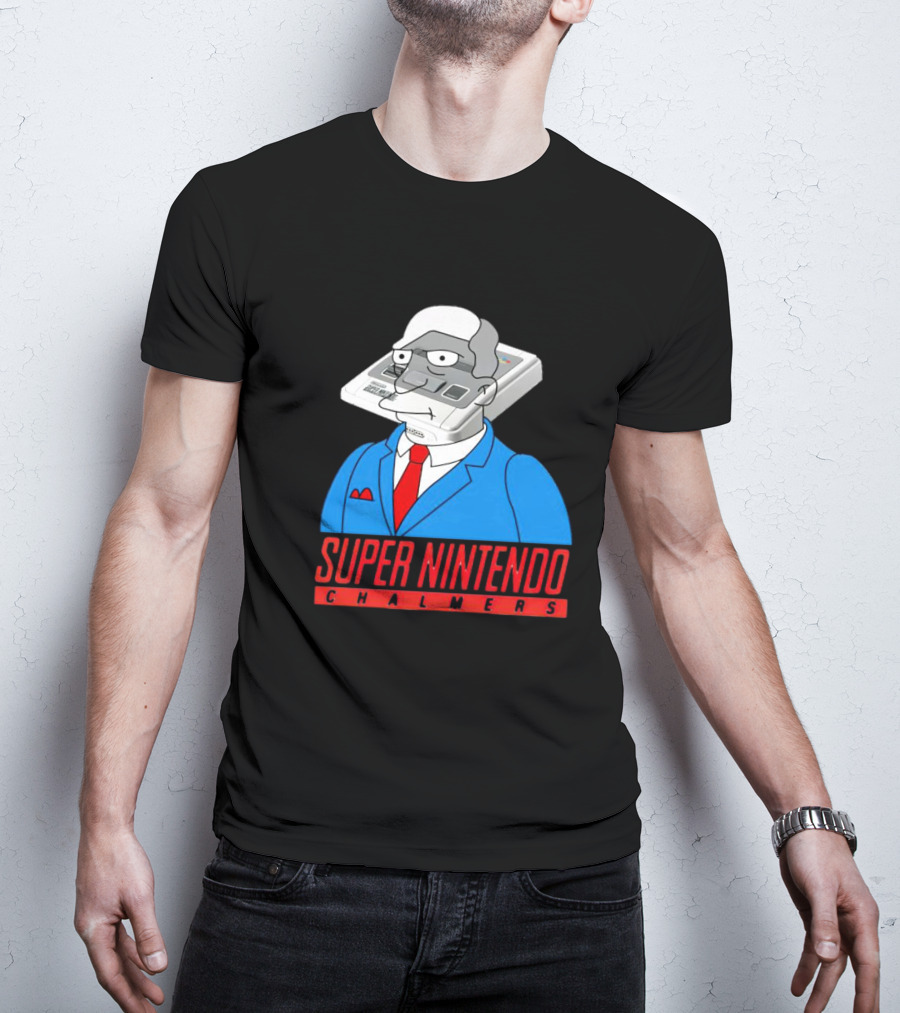 Super Nintendo Chalmers Simpsons Parody Suit Red Tie Console Head T-Shirt