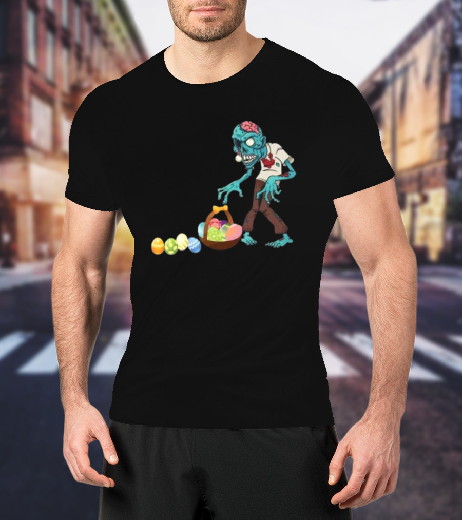 Zombie Collecting Happy Easter Eggs T-Shirt