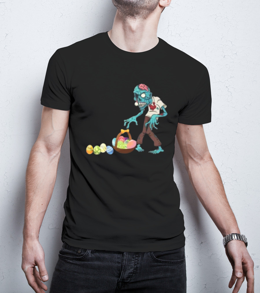 Zombie Collecting Happy Easter Eggs T-Shirt