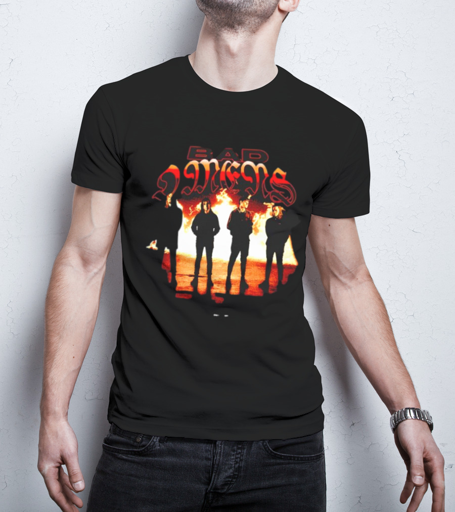 BAD OMENS Face In The Flames Shadows Fiery Background T-Shirt