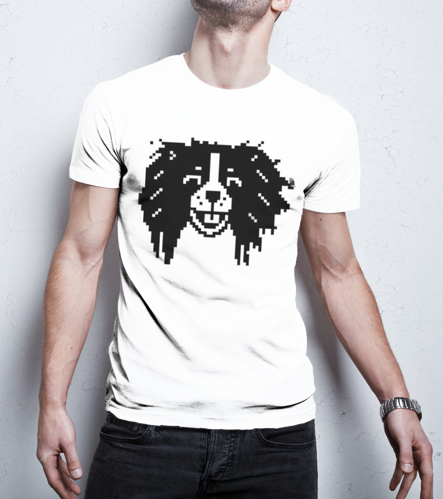 Charles Spaniel Louie 8 Bit Pixel Dog Face T-Shirt