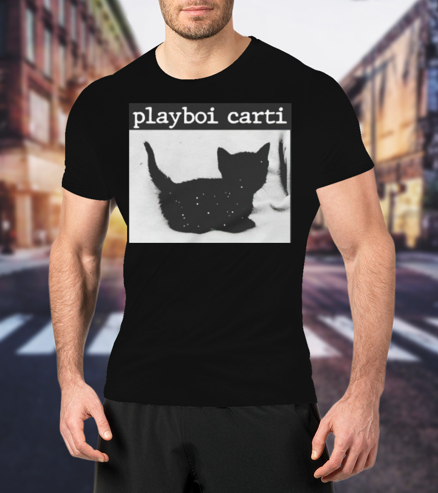 Playboi Carti Starry Black Cat Minimalist Aesthetic T-Shirt